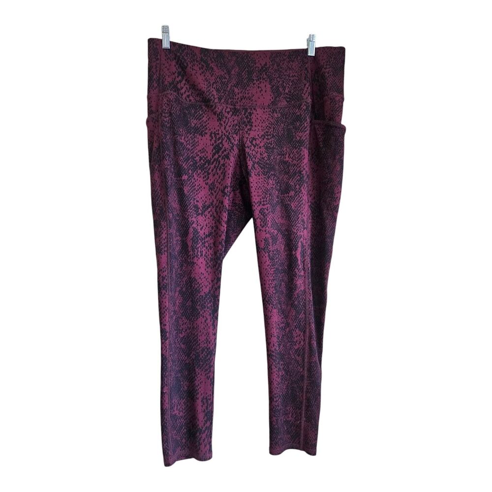 CHICO'S Zenergy 3 Women's 16 18 Leggings Burgundy Black Snakeskin Pattern